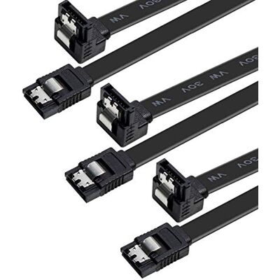 BENFEI Cabo SATA III, 3 Unidades, 6 Gbps, Ângulo Direito de 90 Graus, com Trava de Segurança, 45,72 cm, para Disco Rígido SATA, SSD, Controlador de CD, Gravador de CD, Preto BENFEI Cabo SATA III, 3 Unidades, 6 Gbps, Ângulo Direito de 90 Graus, com Trava de Segurança, 45,72 cm, para Disco Rígido SATA, SSD, Controlador de CD, Gravador de CD, Preto