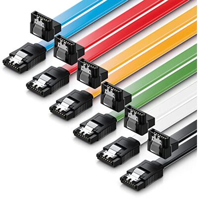 deleyCON 6 x 50 cm Conjunto de Cabos SATA 3 Cabo de Dados SATA III Disco Rígido SSD Cabo de Ligação Clipe Metálico 6 GBit/s 1x Reto 1x 90° Tipo L Colorido deleyCON 6 x 50 cm Conjunto de Cabos SATA 3 Cabo de Dados SATA III Disco Rígido SSD Cabo de Ligação Clipe Metálico 6 GBit/s 1x Reto 1x 90° Tipo L Colorido