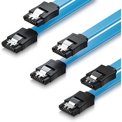 deleyCON 3 x 50 cm Cabo SATA III em Set S-ATA 3 dados cabo conexão HDD SSD conector clipe metálico 6 GBit/s 2 conector reto tipo L azul deleyCON 3 x 50 cm Cabo SATA III em Set S-ATA 3 dados cabo conexão HDD SSD conector clipe metálico 6 GBit/s 2 conector reto tipo L azul