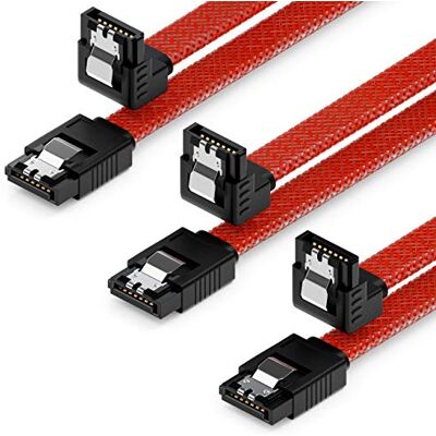 deleyCON 3 x 50 cm SATA 3 Nylon Cable Set cabo de dados cabo de conexão 6 Gbit/s placa base HDD SSD disco rígido 1 conector S-ATA em ângulo de 90 ° vermelho deleyCON 3 x 50 cm SATA 3 Nylon Cable Set cabo de dados cabo de conexão 6 Gbit/s placa base HDD SSD disco rígido 1 conector S-ATA em ângulo de 90 ° vermelho