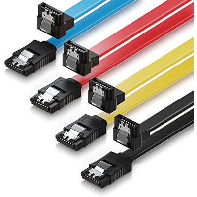 deleyCON 4 x 0,5 m Cable S-ATA 3 SATA III HDD SSD cabo de dados 6 GBit/s 1 x reto a 90° amarelo vermelho azul preto deleyCON 4 x 0,5 m Cable S-ATA 3 SATA III HDD SSD cabo de dados 6 GBit/s 1 x reto a 90° amarelo vermelho azul preto