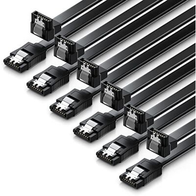 deleyCON 6x 50cm Conjunto de Cabos SATA 3 Cabo de Dados SATA III Disco Rígido SSD Cabo de Conexão Clipe Metálico 6 GBit/s 1x Reto 1x 90° Tipo L Preto deleyCON 6x 50cm Conjunto de Cabos SATA 3 Cabo de Dados SATA III Disco Rígido SSD Cabo de Conexão Clipe Metálico 6 GBit/s 1x Reto 1x 90° Tipo L Preto