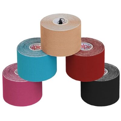 ALPIDEX 5 rolos fita cinesiologia Tape 5 m x 5 cm muitas cores E Book exemplos aplicação fita muscular sem látex respirável, cor: cores sortidas ALPIDEX 5 rolos fita cinesiologia Tape 5 m x 5 cm muitas cores E Book exemplos aplicação fita muscular sem látex respirável, cor: cores sortidas