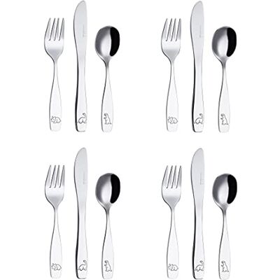 Exzact crianças talheres infantis 12 peças aço inoxidável dinossauros Adequado para máquina de lavar louça 24 m espelho polido comida grau refeições aperitivos pequenos fácil aderência garfo Exzact crianças talheres infantis 12 peças aço inoxidável dinossauros Adequado para máquina de lavar louça 24 m espelho polido comida grau refeições aperitivos pequenos fácil aderência garfo