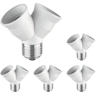 ledscom.de 5 peças base E27, adaptador divisor de 2 vias, branco ledscom.de 5 peças base E27, adaptador divisor de 2 vias, branco
