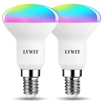 LVWIT Lâmpadas inteligentes E14, compatíveis com Alexa, Google Home Assistant e Smart Life/Tuya App, lâmpada Wi-Fi R50 4,9 W 470 lm, lâmpada regulável LED equivalente a 40 W 2 unidades. LVWIT Lâmpadas inteligentes E14, compatíveis com Alexa, Google Home Assistant e Smart Life/Tuya App, lâmpada Wi-Fi R50 4,9 W 470 lm, lâmpada regulável LED equivalente a 40 W 2 unidades.