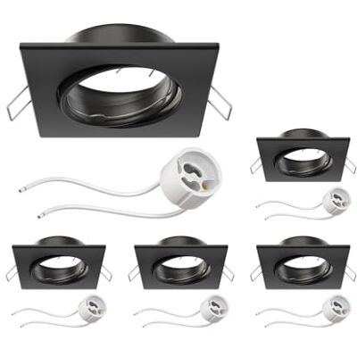 ledscom.de 5 peças Moldura para embutir no teto Moldura para embutrar RIR preto fosco giratório angular (LED/Halógena/GU10/MR16/PAR16/50mm) incl. soquete GU10 ledscom.de 5 peças Moldura para embutir no teto Moldura para embutrar RIR preto fosco giratório angular (LED/Halógena/GU10/MR16/PAR16/50mm) incl. soquete GU10