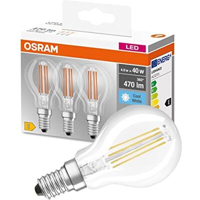 OSRAM 819733 Lâmpada LED E14, 4 W, branco, 3 unidades OSRAM 819733 Lâmpada LED E14, 4 W, branco, 3 unidades