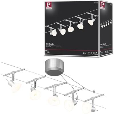 Paulmann Sheela Kit de sistema de cablagem de iluminação, luzes pendentes, potência máxima. 5 x 10 W, cor cromada mate/opala, lâmpadas não incluídas, Paulmann Sheela Kit de sistema de cablagem de iluminação, luzes pendentes, potência máxima. 5 x 10 W, cor cromada mate/opala, lâmpadas não incluídas,