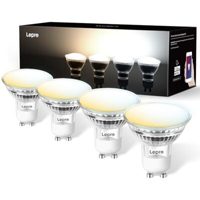 Lepro Lâmpada Inteligente GU10, 4,5W Lâmpada LED GU10 WiFi, 385lm Lâmpada de Luz Branca Regulável 2700K-6500K, Controle por Voz ou APP, Compatível com Alexa e Google Home, 4 unidades (2,4GHz Apenas) Lepro Lâmpada Inteligente GU10, 4,5W Lâmpada LED GU10 WiFi, 385lm Lâmpada de Luz Branca Regulável 2700K-6500K, Controle por Voz ou APP, Compatível com Alexa e Google Home, 4 unidades (2,4GHz Apenas)