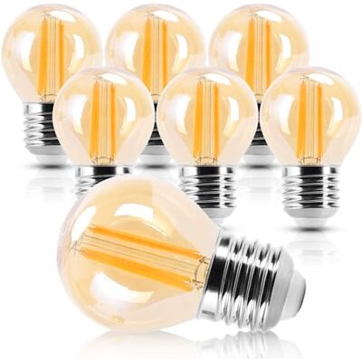 Aigostar Lâmpada LED vintage E27, 8 W equivalente a 64 W, luz quente 2200 K, 880 lm, G45 lâmpada filamento LED, não regulável, 6 peças Aigostar Lâmpada LED vintage E27, 8 W equivalente a 64 W, luz quente 2200 K, 880 lm, G45 lâmpada filamento LED, não regulável, 6 peças