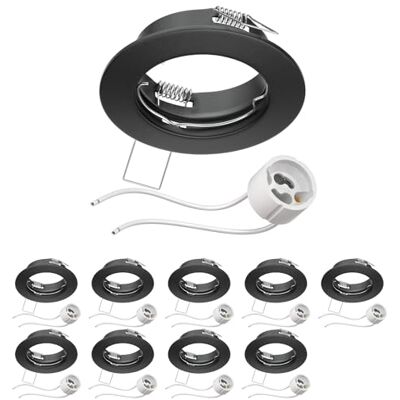 ledscom.de 10 x moldura embutida no teto FERE moldura embutida preto mate (LED/halogénio/GU10/MR16/PAR16/50 mm) incl. casquilho GU10 ledscom.de 10 x moldura embutida no teto FERE moldura embutida preto mate (LED/halogénio/GU10/MR16/PAR16/50 mm) incl. casquilho GU10