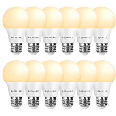 Lepro Lâmpada LED E27, lâmpada LED de 8,8 W e 806 lúmenes, substitui a lâmpada de 60 W, lâmpadas E27 LED branco quente 2700 K, lâmpada economizadora de energia de feixe de 200 °, embalagem de 12 Lepro Lâmpada LED E27, lâmpada LED de 8,8 W e 806 lúmenes, substitui a lâmpada de 60 W, lâmpadas E27 LED branco quente 2700 K, lâmpada economizadora de energia de feixe de 200 °, embalagem de 12