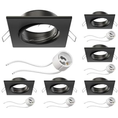 ledscom.de 6 unid. moldura de embutir no teto RIR moldura de embutir preta fosca direcionável angular (LED/Halógeno/GU10/MR16/PAR16/50mm) incl. soquete GU10 ledscom.de 6 unid. moldura de embutir no teto RIR moldura de embutir preta fosca direcionável angular (LED/Halógeno/GU10/MR16/PAR16/50mm) incl. soquete GU10