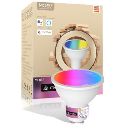 MOES Lâmpada inteligente LED gu10 Wifi e Matter, Smart Chings MOES Lâmpada inteligente LED gu10 Wifi e Matter, Smart Chings