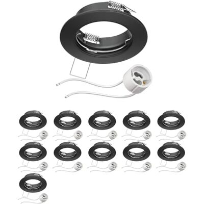 ledscom.de 12 peças Moldura para embutir no teto FERE moldura para embutir preto fosco (LED/Halógena/GU10/MR16/PAR16/50mm) incl. soquete GU10 ledscom.de 12 peças Moldura para embutir no teto FERE moldura para embutir preto fosco (LED/Halógena/GU10/MR16/PAR16/50mm) incl. soquete GU10