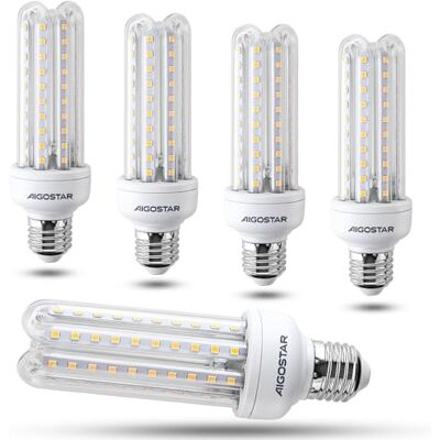 Aigostar Lâmpada LED de 15 W E27 de luz branca fria 6500 K, ângulo de 360°, 1510 lúmens, não regulável, lâmpada B5 T3 4U caixa de 5 unidades Aigostar Lâmpada LED de 15 W E27 de luz branca fria 6500 K, ângulo de 360°, 1510 lúmens, não regulável, lâmpada B5 T3 4U caixa de 5 unidades