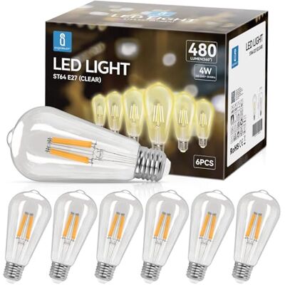 AIGOSTART - LED E27 Filament Vintage - 4W - 6-pack - LED bulb AIGOSTART - LED E27 Filament Vintage - 4W - 6-pack - LED bulb