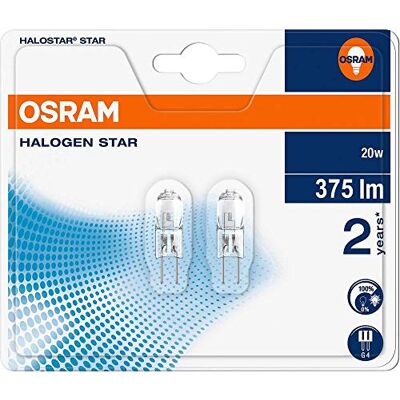 OSRAM BLI2 Lâmpada, G4, 20 watts, transparente, 2 unidades OSRAM BLI2 Lâmpada, G4, 20 watts, transparente, 2 unidades