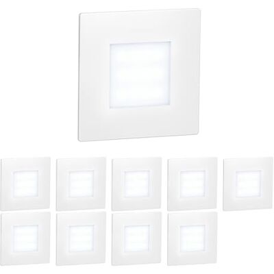 ledscom.de 10 LED luz de escada/luz de parede embutida FEX para interior e exterior, angular, 85 x 85mm, branco frio ledscom.de 10 LED luz de escada/luz de parede embutida FEX para interior e exterior, angular, 85 x 85mm, branco frio