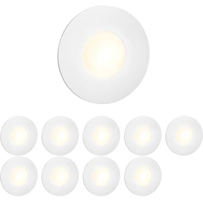 ledscom.de Conjunto de 10 luzes LED para escadas/luzes embutidas na parede FEX para interior e exterior, redondas, 85 mm de diâmetro, branco quente ledscom.de Conjunto de 10 luzes LED para escadas/luzes embutidas na parede FEX para interior e exterior, redondas, 85 mm de diâmetro, branco quente