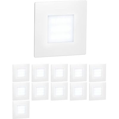 ledscom.de 12 LED luz de escada/luz de parede embutida FEX para interior e exterior, angular, 85 x 85mm, branco frio ledscom.de 12 LED luz de escada/luz de parede embutida FEX para interior e exterior, angular, 85 x 85mm, branco frio