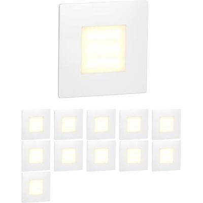 ledscom.de 12 LED luz de escada/luz de parede embutida FEX para interior e exterior, angular, 85 x 85 mm, branco quente ledscom.de 12 LED luz de escada/luz de parede embutida FEX para interior e exterior, angular, 85 x 85 mm, branco quente