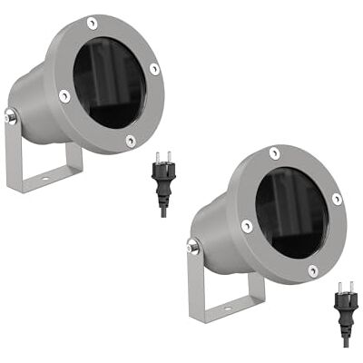 ledscom.de 2 focos de jardim DUK para exteriores, IP65, tomada, cinzento, 1 GU10 máx. 15W ledscom.de 2 focos de jardim DUK para exteriores, IP65, tomada, cinzento, 1 GU10 máx. 15W