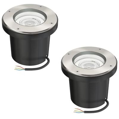 ledscom.de 2 luminárias embutidas no chão BOFU para exterior, orientáveis, de aço inoxidável, redondas, IP67, 150 mm de diâmetro, com lâmpada LED incluída (branca, 5,3 W, 504 lm, 44°) ledscom.de 2 luminárias embutidas no chão BOFU para exterior, orientáveis, de aço inoxidável, redondas, IP67, 150 mm de diâmetro, com lâmpada LED incluída (branca, 5,3 W, 504 lm, 44°)