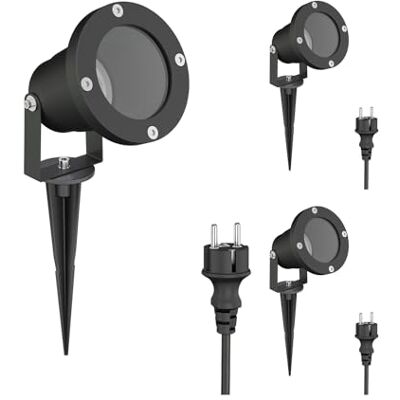ledscom.de 3 x Foco LED de jardim DUK preto com piqueta de chão para exteriores, alumínio, sem lâmpada ledscom.de 3 x Foco LED de jardim DUK preto com piqueta de chão para exteriores, alumínio, sem lâmpada