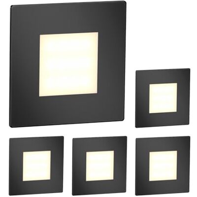 ledscom.de 5 LED luz de escada/plafão embutido FEX para interior e exterior, angular, preto, 85 x 85mm, branco quente ledscom.de 5 LED luz de escada/plafão embutido FEX para interior e exterior, angular, preto, 85 x 85mm, branco quente