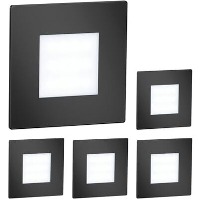 ledscom.de 5 LED luz de escada/plafond embutido FEX para interior e exterior, angular, preto, 85 x 85 mm, branco frio ledscom.de 5 LED luz de escada/plafond embutido FEX para interior e exterior, angular, preto, 85 x 85 mm, branco frio
