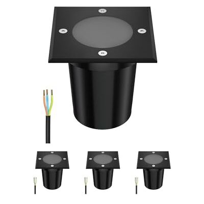 ledscom.de 4 peças Candeeiro embutido de chão RELI para exteriores, IP67, preto, angular, 11 x 11 cm, 1 x GU10 máx. 15W, fosco ledscom.de 4 peças Candeeiro embutido de chão RELI para exteriores, IP67, preto, angular, 11 x 11 cm, 1 x GU10 máx. 15W, fosco