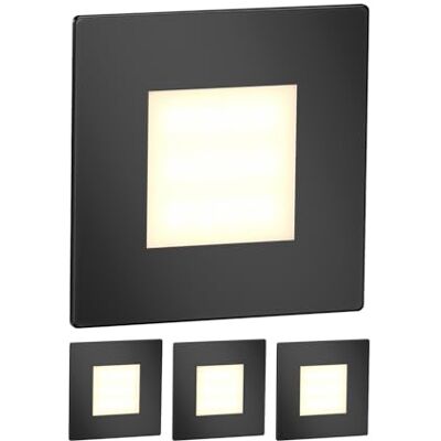 ledscom.de 4 LED luz de escada/plafond embutido FEX para interior e exterior, angular, preto, 85 x 85 mm, branco quente ledscom.de 4 LED luz de escada/plafond embutido FEX para interior e exterior, angular, preto, 85 x 85 mm, branco quente