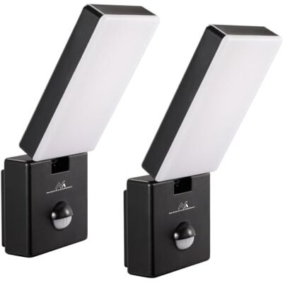 Maclean Candeeiro LED com sensor de movimento e repuscular, iluminação de parede para exteriores, 10 W, 800 lm, branco neutro 4000 K, IP65 resistente à água (2 unidades, preto) Maclean Candeeiro LED com sensor de movimento e repuscular, iluminação de parede para exteriores, 10 W, 800 lm, branco neutro 4000 K, IP65 resistente à água (2 unidades, preto)