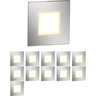 ledscom.de 12 LED luz de escada/luz de parede embutida FEX para interior e exterior, angular, aço inoxidável, 85 x 85mm, branco quente ledscom.de 12 LED luz de escada/luz de parede embutida FEX para interior e exterior, angular, aço inoxidável, 85 x 85mm, branco quente