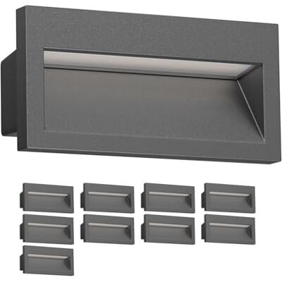 ledscom.de 10 LED aplique embutido NOLA, downlight para exteriores, IP54, antracite mate, 140 x 70 mm, branco quente ledscom.de 10 LED aplique embutido NOLA, downlight para exteriores, IP54, antracite mate, 140 x 70 mm, branco quente