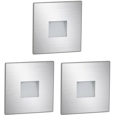 ledscom.de 3 LED luz de escada/luz de parede embutida FOW para interiores e exteriores, downlight, angular, aço inoxidável, 85 x 85 mm, branco quente ledscom.de 3 LED luz de escada/luz de parede embutida FOW para interiores e exteriores, downlight, angular, aço inoxidável, 85 x 85 mm, branco quente