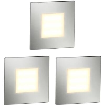 ledscom.de 3 LED aplique de escada/plafond embutido FEX para interiores e exteriores, angular, aço inoxidável, 85 x 85 mm, branco quente ledscom.de 3 LED aplique de escada/plafond embutido FEX para interiores e exteriores, angular, aço inoxidável, 85 x 85 mm, branco quente