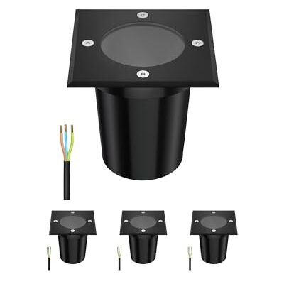 ledscom.de 4 x Candeeiro embutido de chão RELI para exteriores, IP67, preto, angular, 11 x 11 cm, 1 x GU10 máx. 15W ledscom.de 4 x Candeeiro embutido de chão RELI para exteriores, IP67, preto, angular, 11 x 11 cm, 1 x GU10 máx. 15W