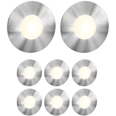 ledscom.de 8 LED luz de escada/plafão embutido FEX para interior e exterior, redondo, aço inoxidável, 85 mm Ø, branco quente ledscom.de 8 LED luz de escada/plafão embutido FEX para interior e exterior, redondo, aço inoxidável, 85 mm Ø, branco quente