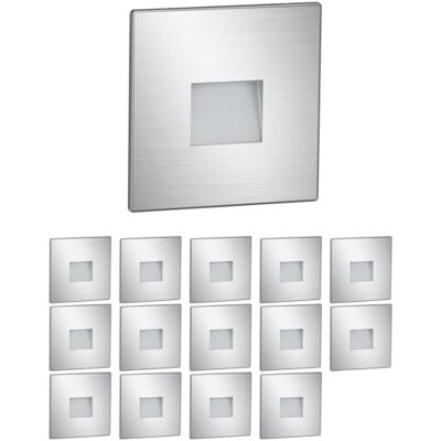 ledscom.de 15 LED luz de escada/luz de parede embutida FOW para interiores e exteriores, downlight, angular, aço inoxidável, 85 x 85 mm, branco quente ledscom.de 15 LED luz de escada/luz de parede embutida FOW para interiores e exteriores, downlight, angular, aço inoxidável, 85 x 85 mm, branco quente