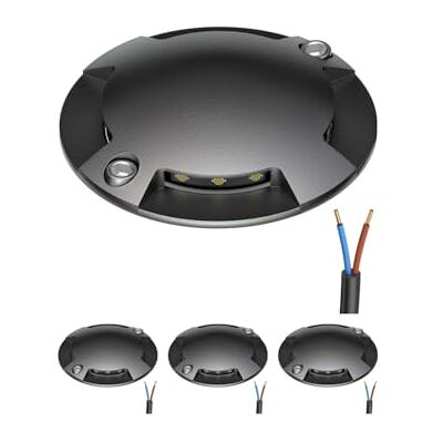 ledscom.de Candeeiro de chão com 4 LED, sinalização de viagem redonda para exterior, IP67, 4 luzes, antracite, redondo, 70 mm de diâmetro, branco quente ledscom.de Candeeiro de chão com 4 LED, sinalização de viagem redonda para exterior, IP67, 4 luzes, antracite, redondo, 70 mm de diâmetro, branco quente