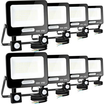 Aigostar 50 W Foco LED com sensor de movimento, holofotes exteriores super brilho, 4600 LM, branco frio 6500 K, IP65 impermeável, projetor LED exterior, perfeito para jardim, garagem, pátio Aigostar 50 W Foco LED com sensor de movimento, holofotes exteriores super brilho, 4600 LM, branco frio 6500 K, IP65 impermeável, projetor LED exterior, perfeito para jardim, garagem, pátio
