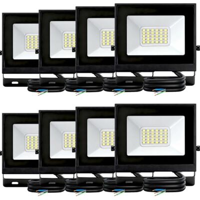 Aigostar Foco LED para exterior 20 W 1650 LM, projetor de holofote LED para exterior, impermeável, IP65, holofotes 28 LEDs, 6500 K branco frio para garagem, jardim, pátio, parque, 8 unidades Aigostar Foco LED para exterior 20 W 1650 LM, projetor de holofote LED para exterior, impermeável, IP65, holofotes 28 LEDs, 6500 K branco frio para garagem, jardim, pátio, parque, 8 unidades