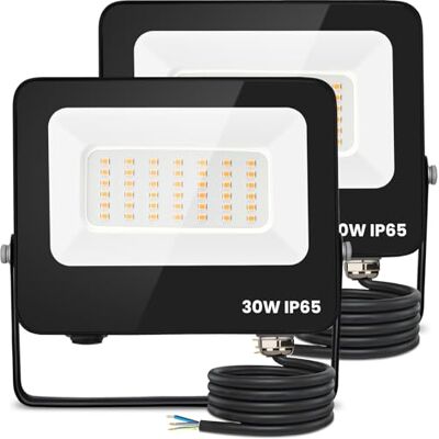 Aigostar Foco LED exterior 30 w 2450 lúmen, impermeável IP65, projetor LED exterior branco natural 4000 K para jardim, pátio, garagem, parque, 2 peças Aigostar Foco LED exterior 30 w 2450 lúmen, impermeável IP65, projetor LED exterior branco natural 4000 K para jardim, pátio, garagem, parque, 2 peças
