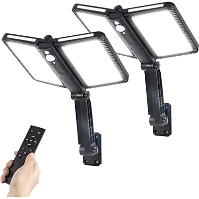 COLBOR Luzes solares exteriores, luzes LED de parede ao ar livre com 5 modos sensor de movimento holofote 218 LEDs impermeável IP65 para garagem jardim pátio (2 peças), luz solar exterior-holofote COLBOR Luzes solares exteriores, luzes LED de parede ao ar livre com 5 modos sensor de movimento holofote 218 LEDs impermeável IP65 para garagem jardim pátio (2 peças), luz solar exterior-holofote