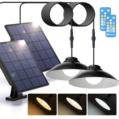 Aigostar Luz solar exterior 50 W 500 LM: Candeeiro solar exterior com controlo remoto IP65 regulável: 6500 K/3000 K/4000 K. Com cabo de 3 m, 2 unidades Aigostar Luz solar exterior 50 W 500 LM: Candeeiro solar exterior com controlo remoto IP65 regulável: 6500 K/3000 K/4000 K. Com cabo de 3 m, 2 unidades