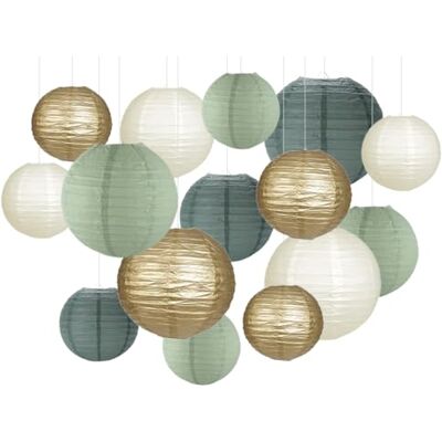 Kellegour Conjunto de lanternas de papel lanternas de papel decorativas, 15 peças lanternas de papel lanterna, lanternas decorativas redondas para jardim exterior festa casamento festa aniversário Kellegour Conjunto de lanternas de papel lanternas de papel decorativas, 15 peças lanternas de papel lanterna, lanternas decorativas redondas para jardim exterior festa casamento festa aniversário