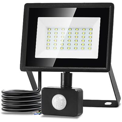 Aigostar Foco LED com sensor de movimento 30 W, 2510 lm, super brilho, focos LED exterior IP65 à prova d'água, branco frio 6500 K, projetor LED exterior, perfeito para jardim, garagem, pátio, etc. Aigostar Foco LED com sensor de movimento 30 W, 2510 lm, super brilho, focos LED exterior IP65 à prova d'água, branco frio 6500 K, projetor LED exterior, perfeito para jardim, garagem, pátio, etc.